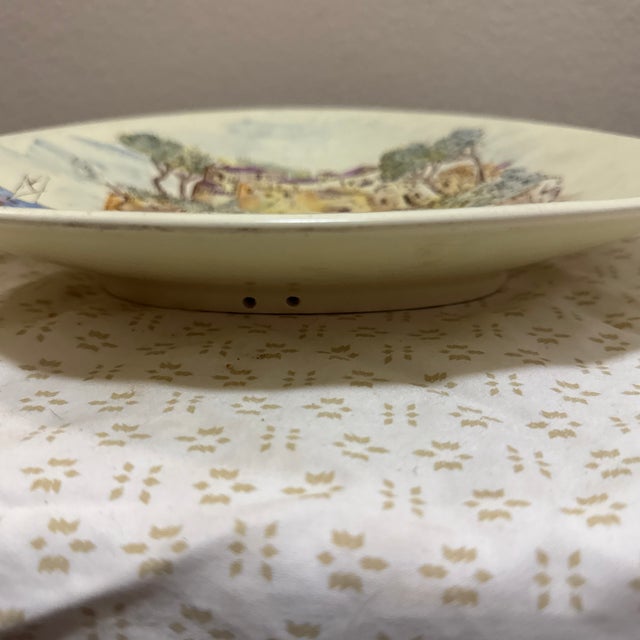 Coastal 1970s Ceramic Hanging Plate With Hand-Painted Coastal Landscape For Sale - Image 3 of 6