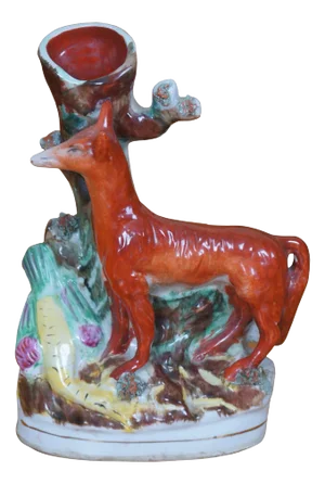 Antique Staffordshire Porcelain Fox Pheasant Hunt Pastille Burner Spill Vase