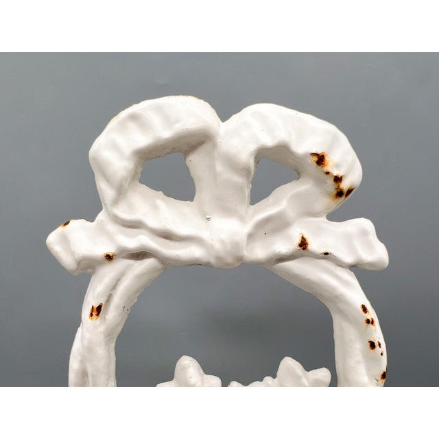 Vintage White Cast Floral Door Stop With Bow – Cottagecore / French Country / Shabby Chic For Sale In Houston - Image 6 of 8