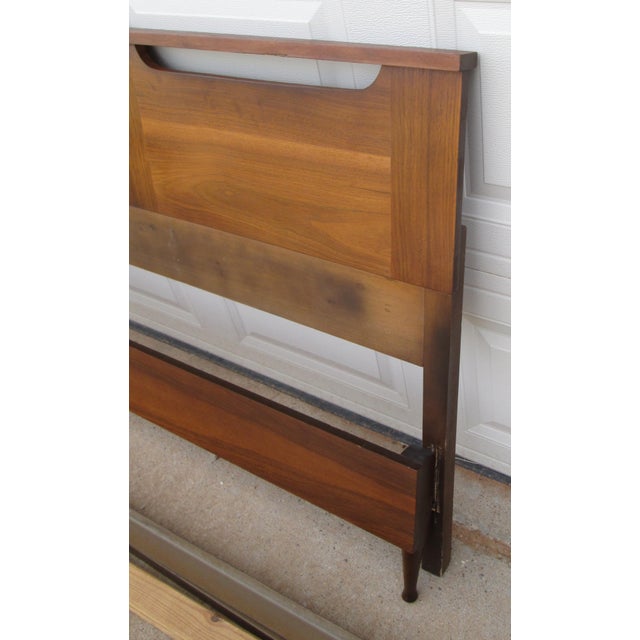 Mid Century Modern Walnut Bed Headboard Footboard Full For Sale - Image 11 of 17