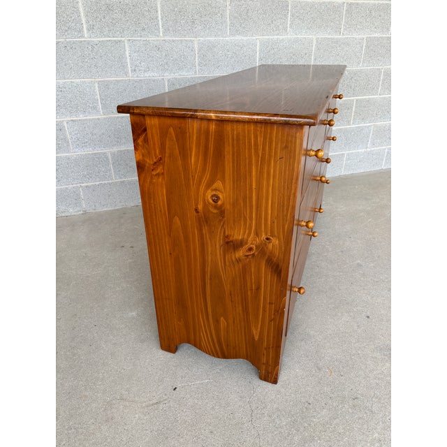 American Ethan Allen Country Craftsman Shaker Style 6 Drawer Pine Dresser & Mirror For Sale - Image 3 of 9