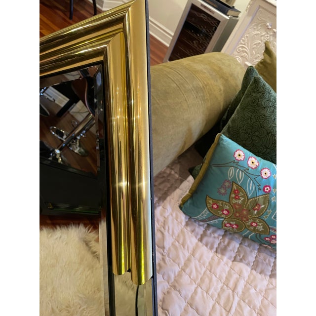 Vintage 1980s Geometric Postmodern Triangular Wall Mirror With Brass Tubular Corner Details For Sale - Image 11 of 11