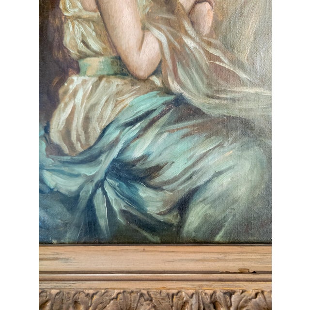 19th Century English or French School Mother and Daughter Portrait Painting For Sale - Image 12 of 16