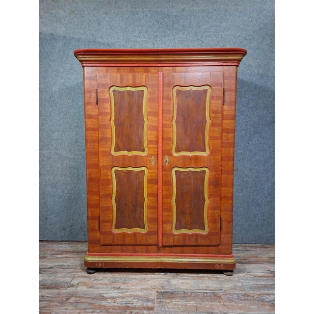 19th Century Alsatian Wardrobe in Polychrome Wood For Sale - Image 11 of 11
