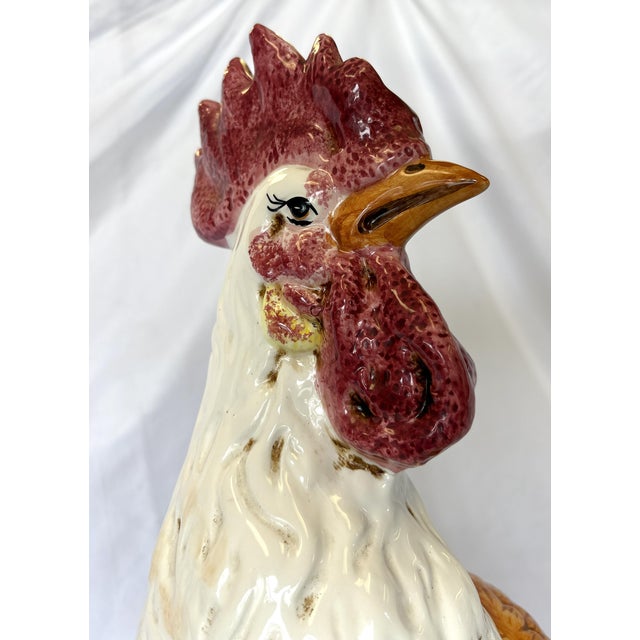 Vintage Ceramic Majolica Colorful Rooster Figure For Sale - Image 10 of 14