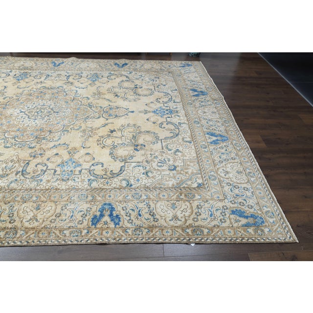 1970s Vintage Persian Handmade Wool Cotton Area Rug For Sale - Image 9 of 11