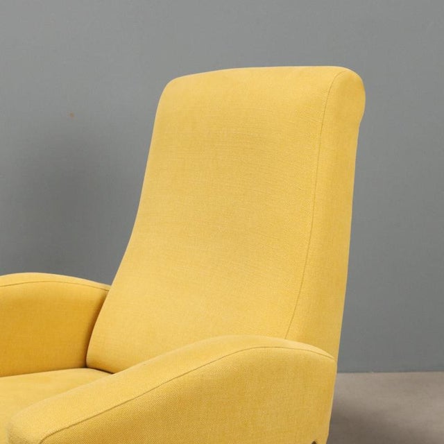 Vintage Lounge Chairs in Green Fabric and Brass, Italy, 1960s, Set of 2 For Sale - Image 4 of 9