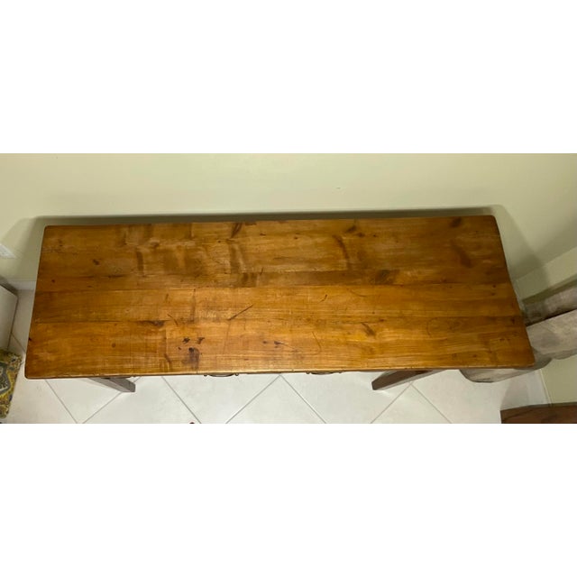Antique Farmhouse Console Table Handcrafted Rustic Credenza Vintage Country For Sale In Miami - Image 6 of 17