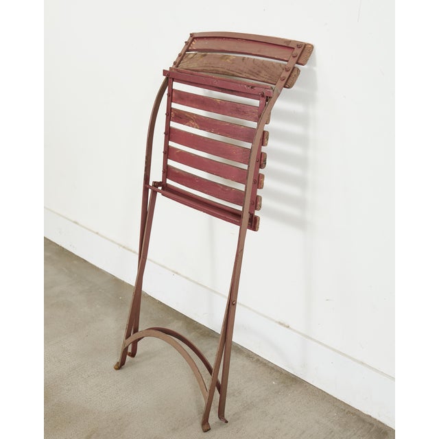 Set of Ten French Folding Iron Bistro Dining Chairs For Sale - Image 14 of 18