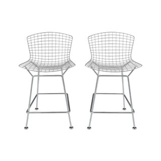 Harry Bertoia Bar Stools for Knoll | Polished Chrome | Set of 2 For Sale