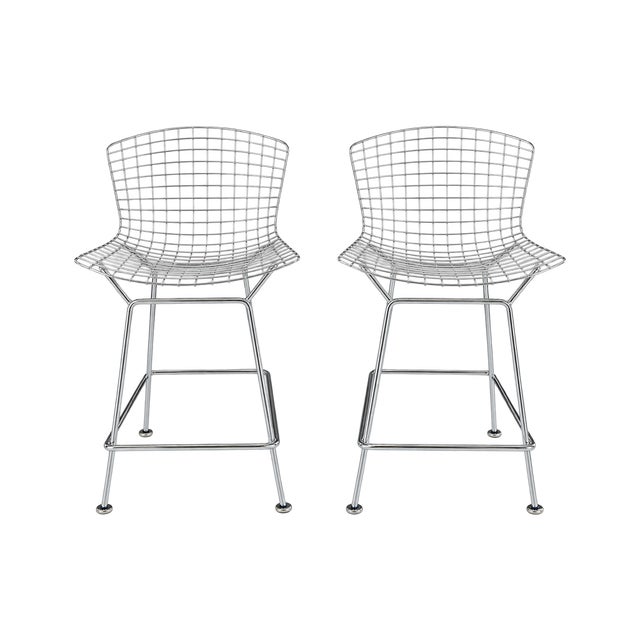 Harry Bertoia Bar Stools for Knoll | Polished Chrome | Set of 2 For Sale