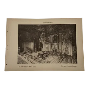 1920 Antique French Fontainebleau Castle Interior Photogravure Print