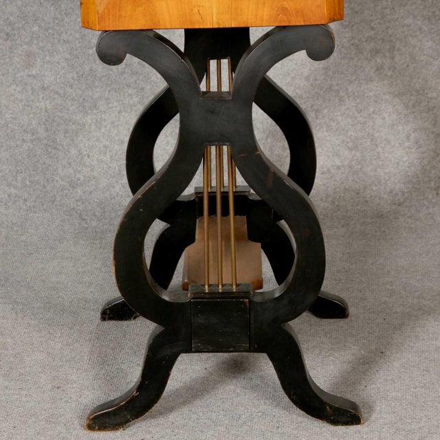 19th Century Lyra Sewing Table in Black Cherry Wood, 1820 For Sale - Image 6 of 18