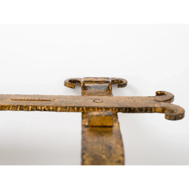 1960s Spanish Brutalist Ferro Art Gilt Wrought Iron Wall-Mounted Coat Rack For Sale - Image 9 of 9