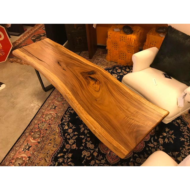 Early 21st Century Live - Edge Wood and Iron Bench For Sale - Image 5 of 9