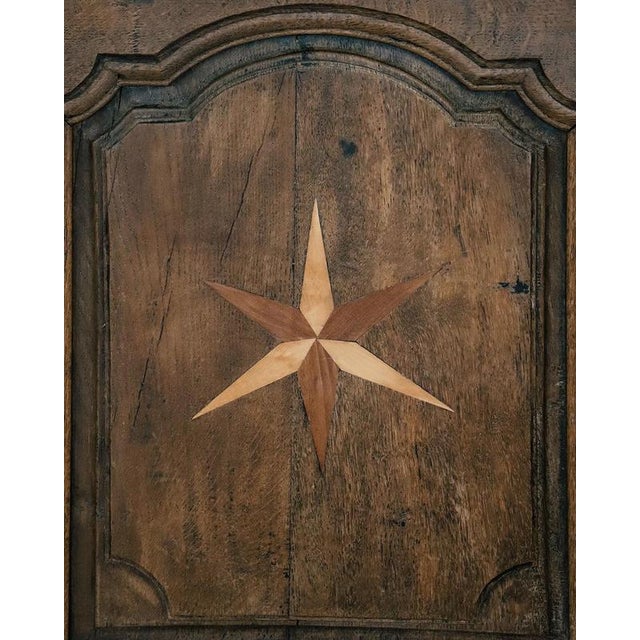 Early 19th Century French Louis Xv Style Armoire or Wardrobe with Star Shaped Inlays For Sale - Image 6 of 14
