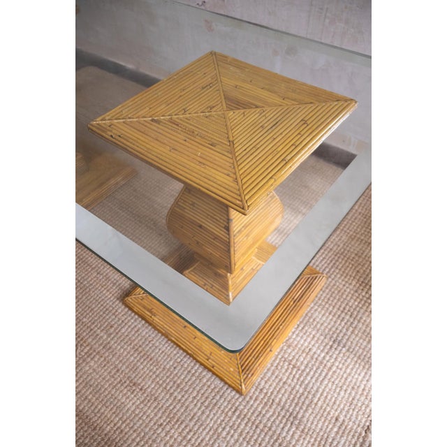 Rattan and Glass Dining Table from Vivai del Sud, 1970s For Sale - Image 3 of 7