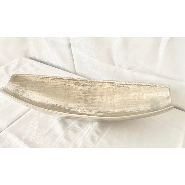 Crate & Barrel Handcrafted "Allegra" Nickel-Finish Oblong Centerpiece Bowl For Sale - Image 10 of 12