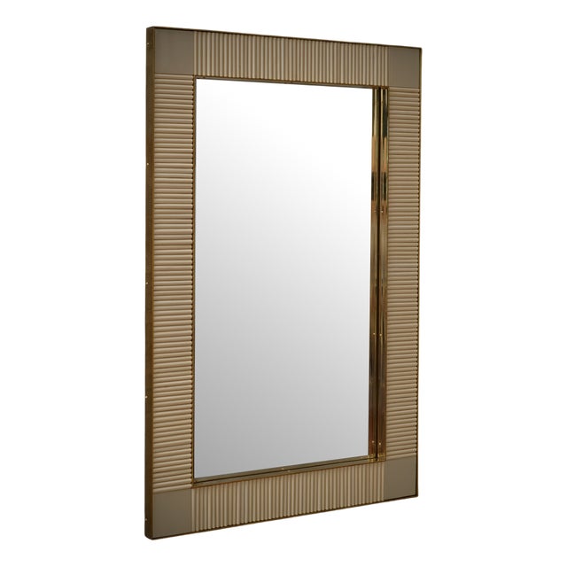 Mid-Century Console Wall Mirror in Murano Glass and Brass, 2000 For Sale