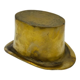 Vintage Novelty Solid Brass Top Hat Statue For Sale