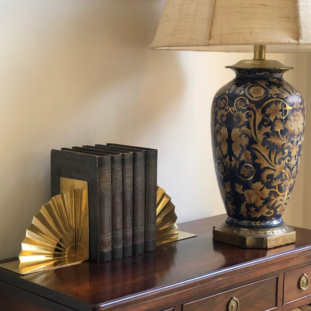 Late 20th Century Chinoiserie Brass Fan Bookends — a Set For Sale - Image 4 of 12