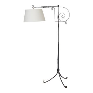1940s French Adjustable Iron Floor Lamp For Sale