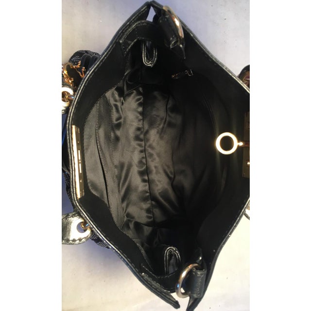 Black Marc Jacobs Black Leather and Sequin Small Duffy Frog Tote For Sale - Image 8 of 9