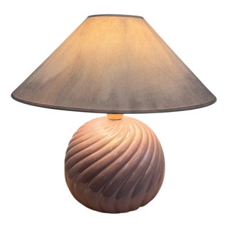 Vintage Italian Iridiscent Pink Ceramic Table Lamp, 1970s For Sale