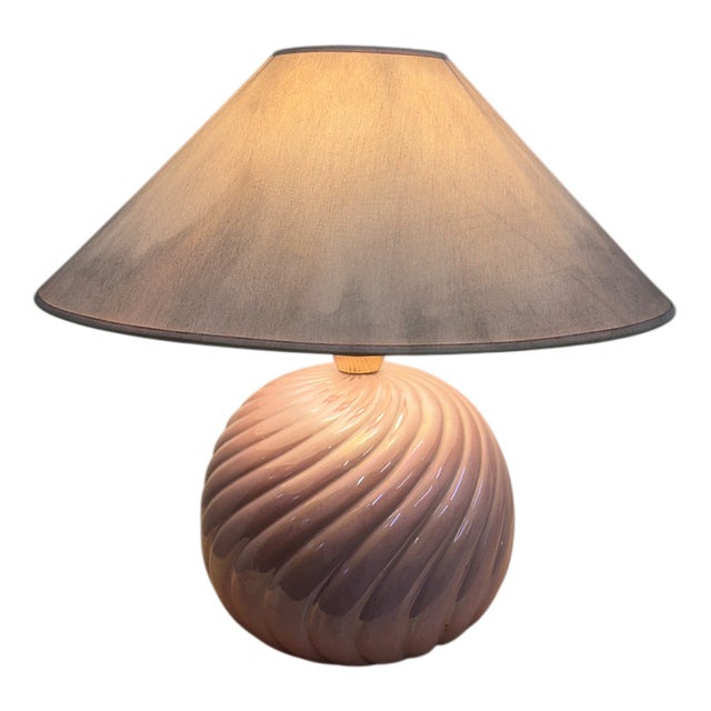 Vintage Italian Iridiscent Pink Ceramic Table Lamp, 1970s For Sale
