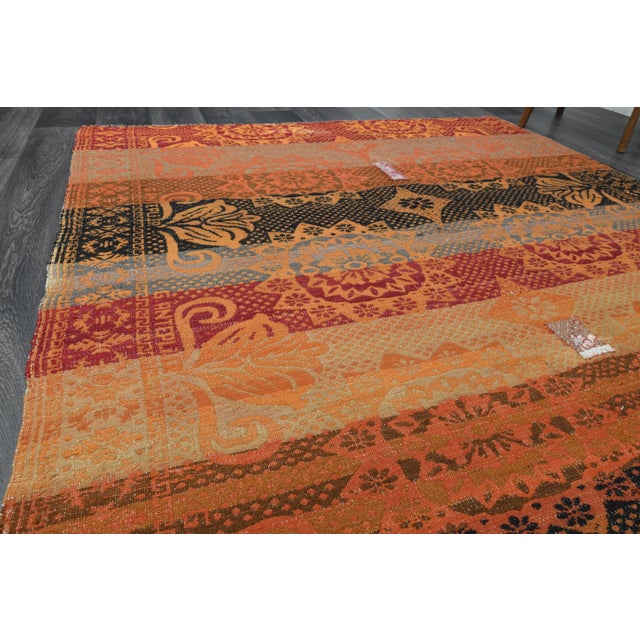 Textile 1970s Vintage Turkish Oushak Handmade Wool Cotton Orange Area Rug For Sale - Image 7 of 11