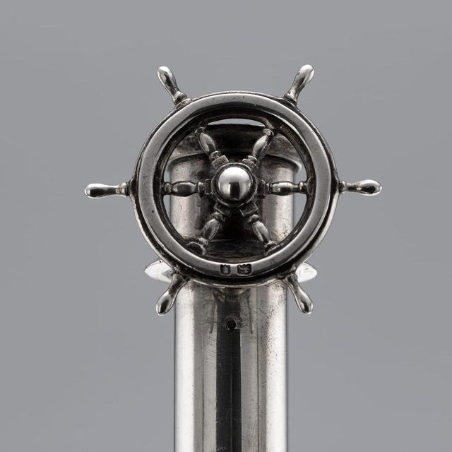 Vintage English Silver Captains Wheel Cigar Cutter, 1929 For Sale - Image 12 of 17