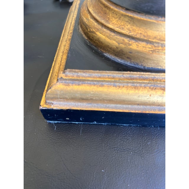 Vintage Italian Wooden Ebonized & Parcel Gilt Tall Table Lamp With New Drum Shade For Sale - Image 11 of 15