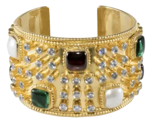 Vintage Chanel Cuff Bracelet Gold-Plated With Gripoix Glass Stones