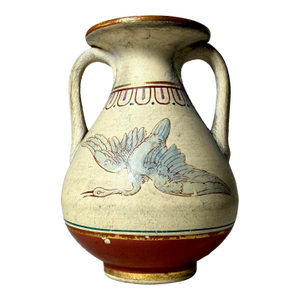 Antique Hand Painted Greek Amphora Miniature Dollhouse Pottery Bird Clay Vase