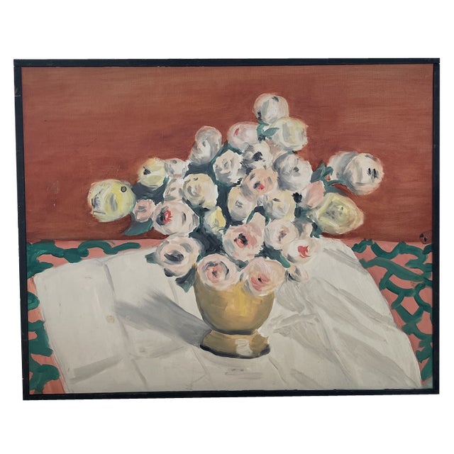 After Evan Walters, Flowers, 1960s, Oil Painting, Framed For Sale