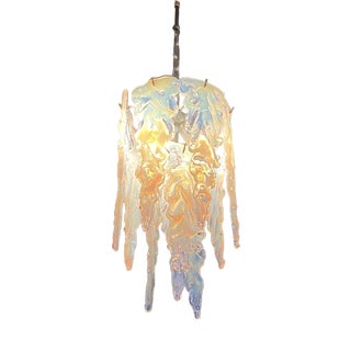 Opaline Murano Stalactite Chandelier from AV Mazzega, Italy, 1970s For Sale
