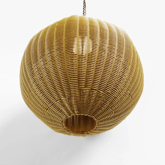 Faux Rattan Globe Pendant Light Medium For Sale - Image 4 of 10