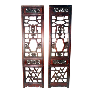 19th Century Authentic Antique Chinese Screen PanelsCunninghamia Wood - A Pair