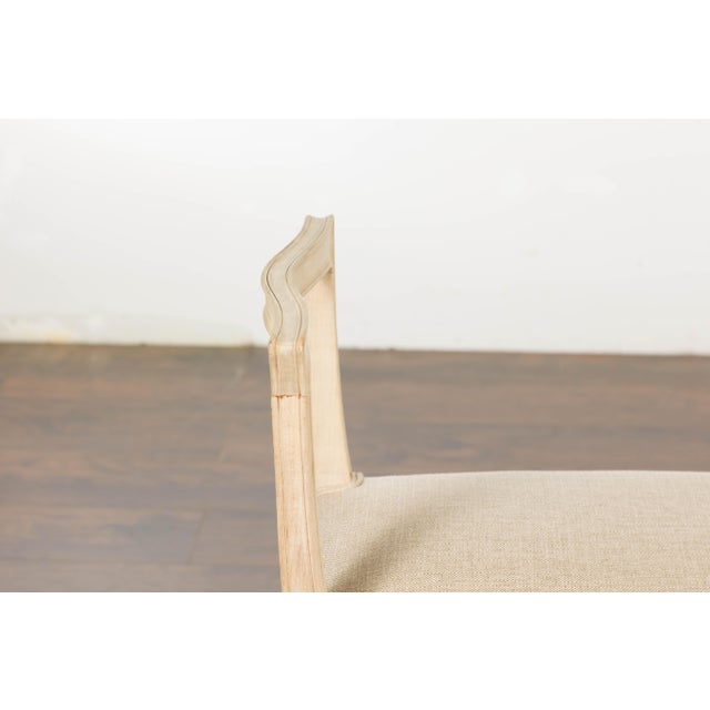 Tan 1920s French Carved Walnut Upholstered Bench with Natural Finish For Sale - Image 8 of 12