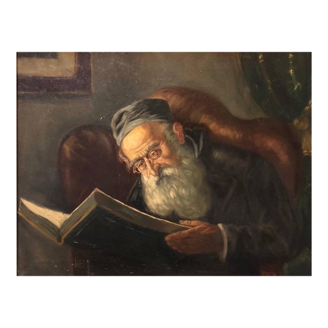 Konstanty Szewczenko, Polish Jewish Art, the Rabbi, Judaica Oil Painting For Sale