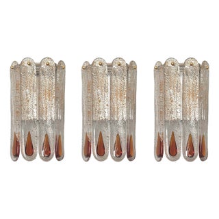 Mid-Century Modern Italian Murano Wall Sconces from Mazzega, 1970s, Set of 3 For Sale