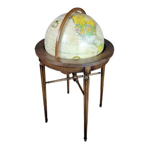 Replogle 1960s Vintage Illuminated 16" World Globe on Mahogany Stand