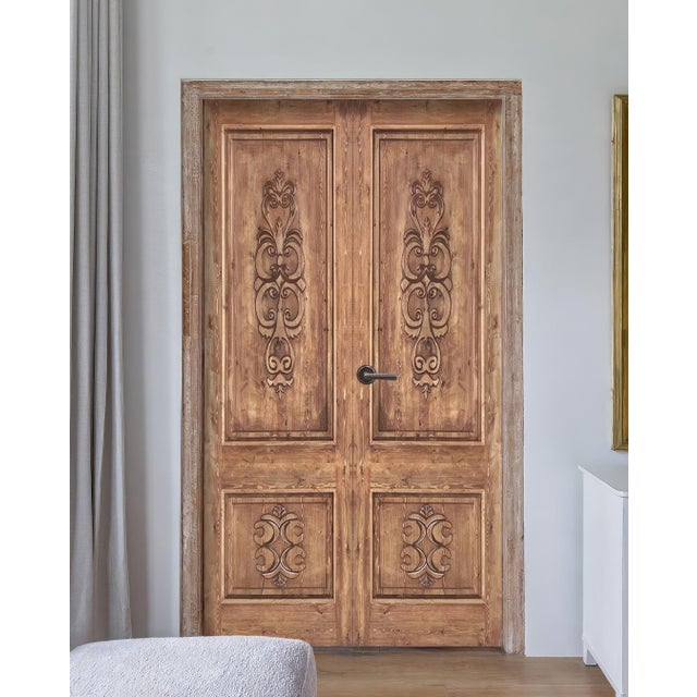 Hand-Carved Solid Wood Interior Door – Old World Tuscan Style For Sale - Image 4 of 9