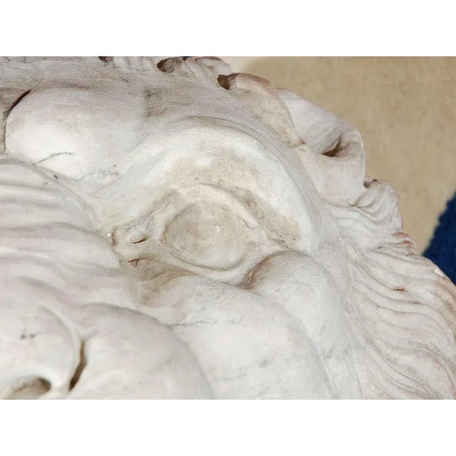Stone 17th Century, Carrera Marble Lion Fountain Head For Sale - Image 7 of 8