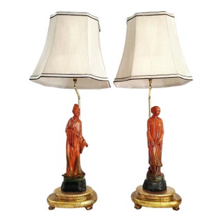 Lamp Pair by Borghese 1960s Signed & Restored - New Shades For Sale