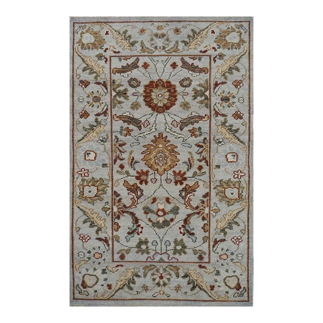 Afghan Wool Sultanabad Master 3x5 Slate, Red, & Green Handmade Area Rug #1143658 For Sale