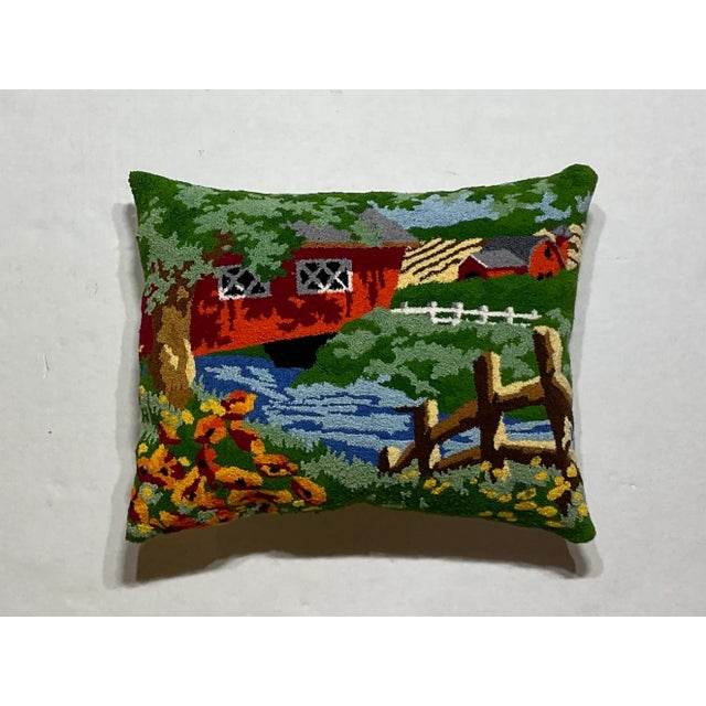 American Hand Embroidery Mid-Century Pillow For Sale - Image 9 of 9
