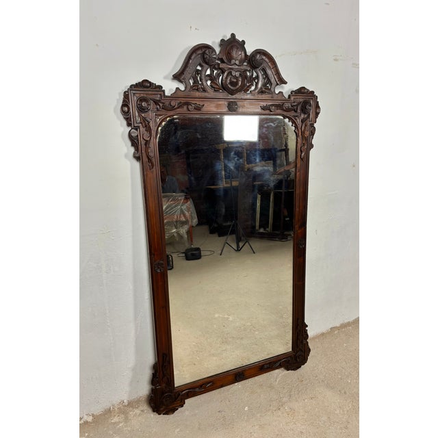 Large Renaissance Revival Hardwood Mirror, 1890 For Sale - Image 12 of 17