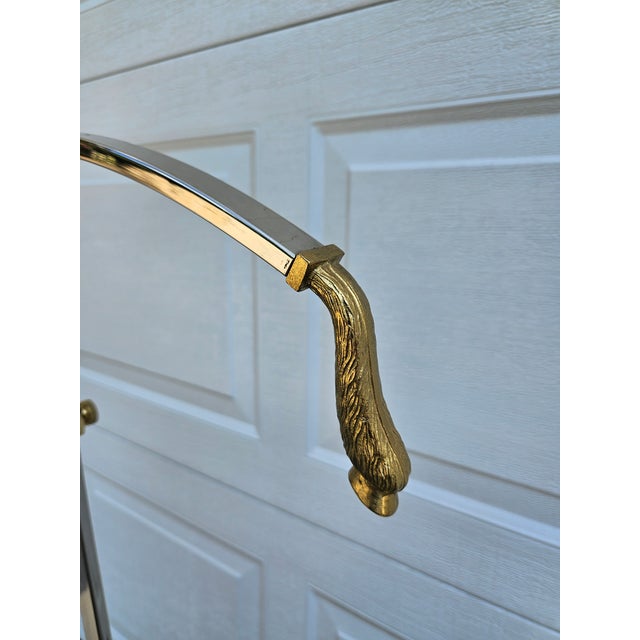 Brass Italian Brass and Chrome Ram's Head Valet -in the Style of Maison Jansen For Sale - Image 8 of 16