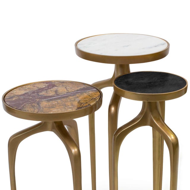 Traditional Regina Andrew Mixer Aluminum Tables, Brass - Set of 3 For Sale - Image 3 of 8